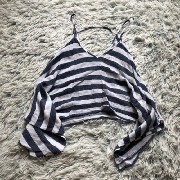 Nordstrom Soprano Blue & White Flared Flowy Tank Top XS - Picture 5 of 6